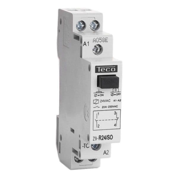 Relais d'installation 24Vac 20A 1 NO + 1 NF vue 1