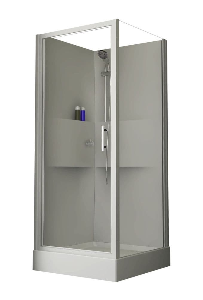 intro Lilou Basis cabine douche en polystyrène 4mm brillant porte pivotante vue 1