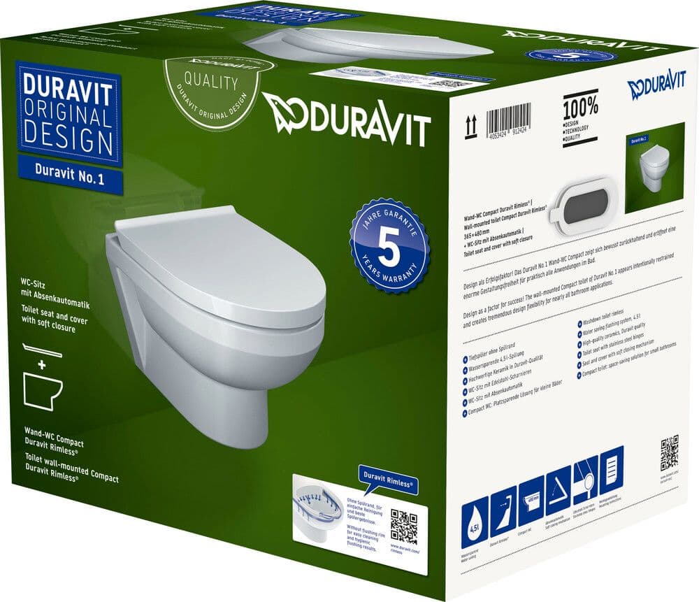 Duravit No.1 PACK cuvette suspendue rimless vue 1