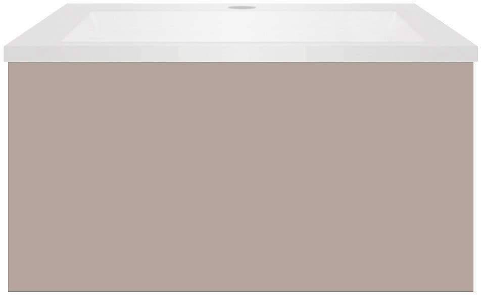 SOUS MEUBLE COFFEE 1 TIROIR 60 MAT BASALTGRIJS+LAVABO EN MARBRE SYNTHETIQUE BLANC MAT vue 1