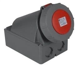 Prise CEE femelle murale 4 x 63A avec contact pilote 380 - 415Vac Rouge IP67 vue 1