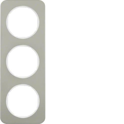Plaque de recouvrement 3 postes Berker R.1 Inox / Blanc polaire vue 1