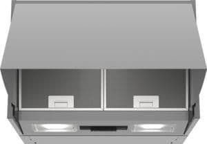 Hotte serie 2 Intégrable 60cm, Silver, 3 niveaux, 625m³ / h, 70dB, boutons-poussoirs, 2 PC, Led 3W E vue 1