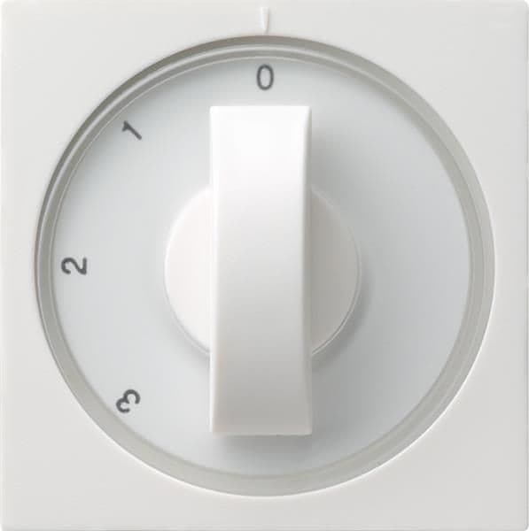 Cache avec manette pour interrupteur rotatif à 3 positions Blanc satiné position zéro vue 1