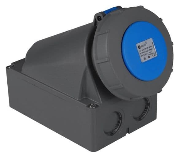 Prise CEE femelle murale 3 x 63A 200 - 250Vac Bleu IP67 vue 1
