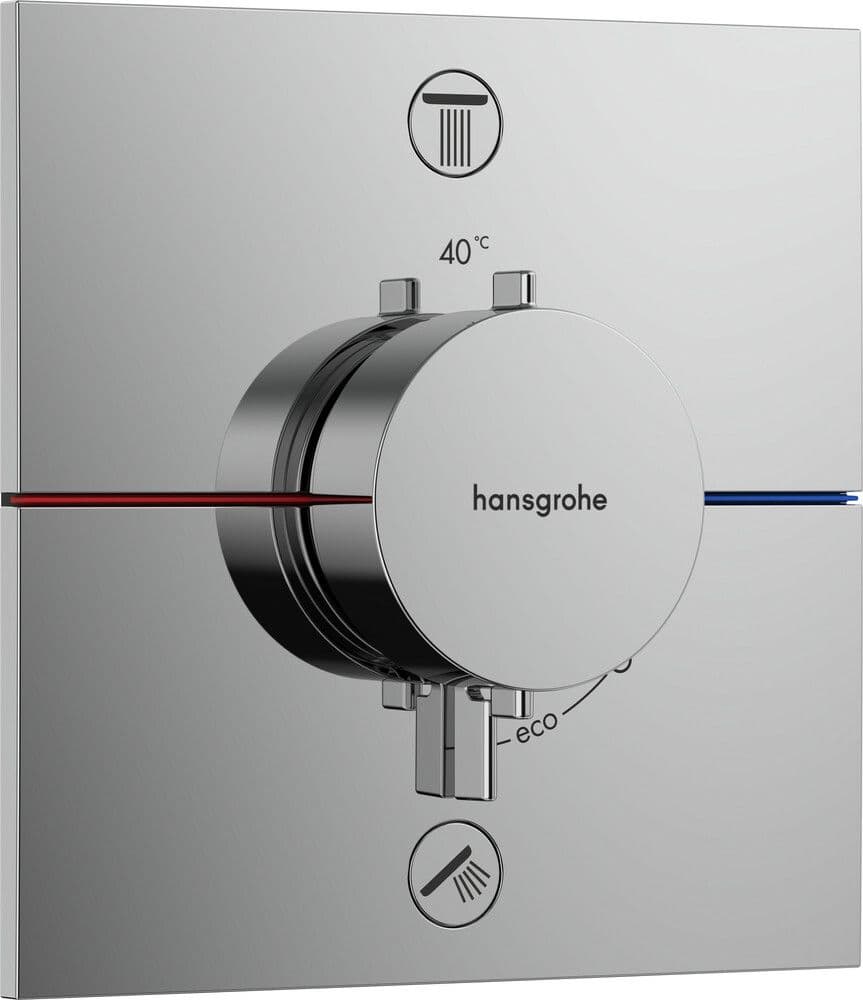 Hansgrohe ShowerSelect Comfort E set de finition thermostatique encastré pour 2 systèmes vue 1