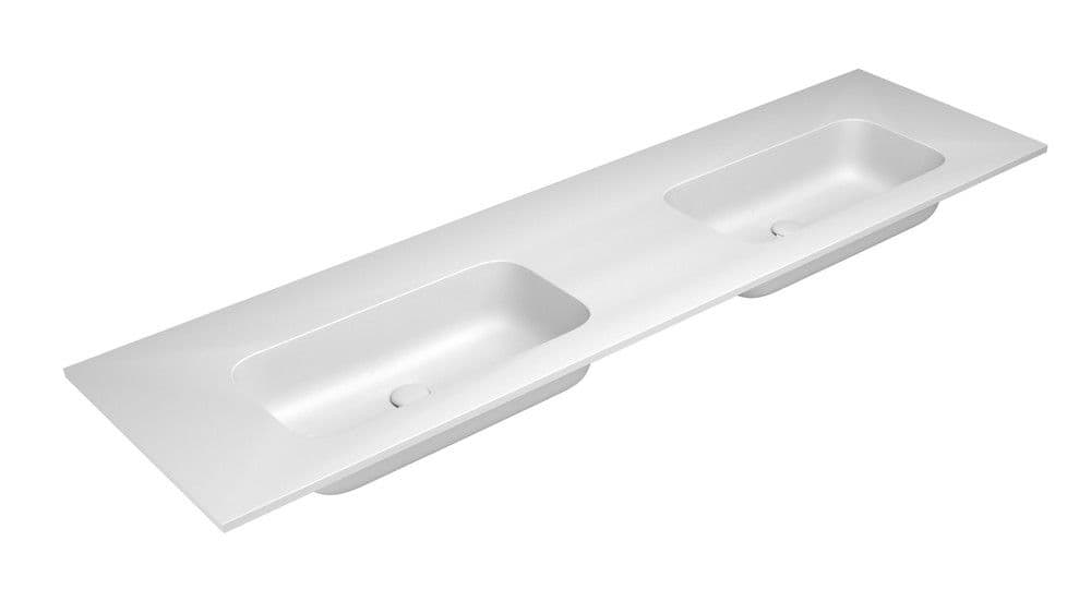 Van Marcke by Falper Fin tablette double 2lavabos L1805xW505xH143mm blanc mat vue 1