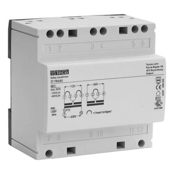 Transformateur de securité 63VA 230Vac - 12 / 24Vac vue 1