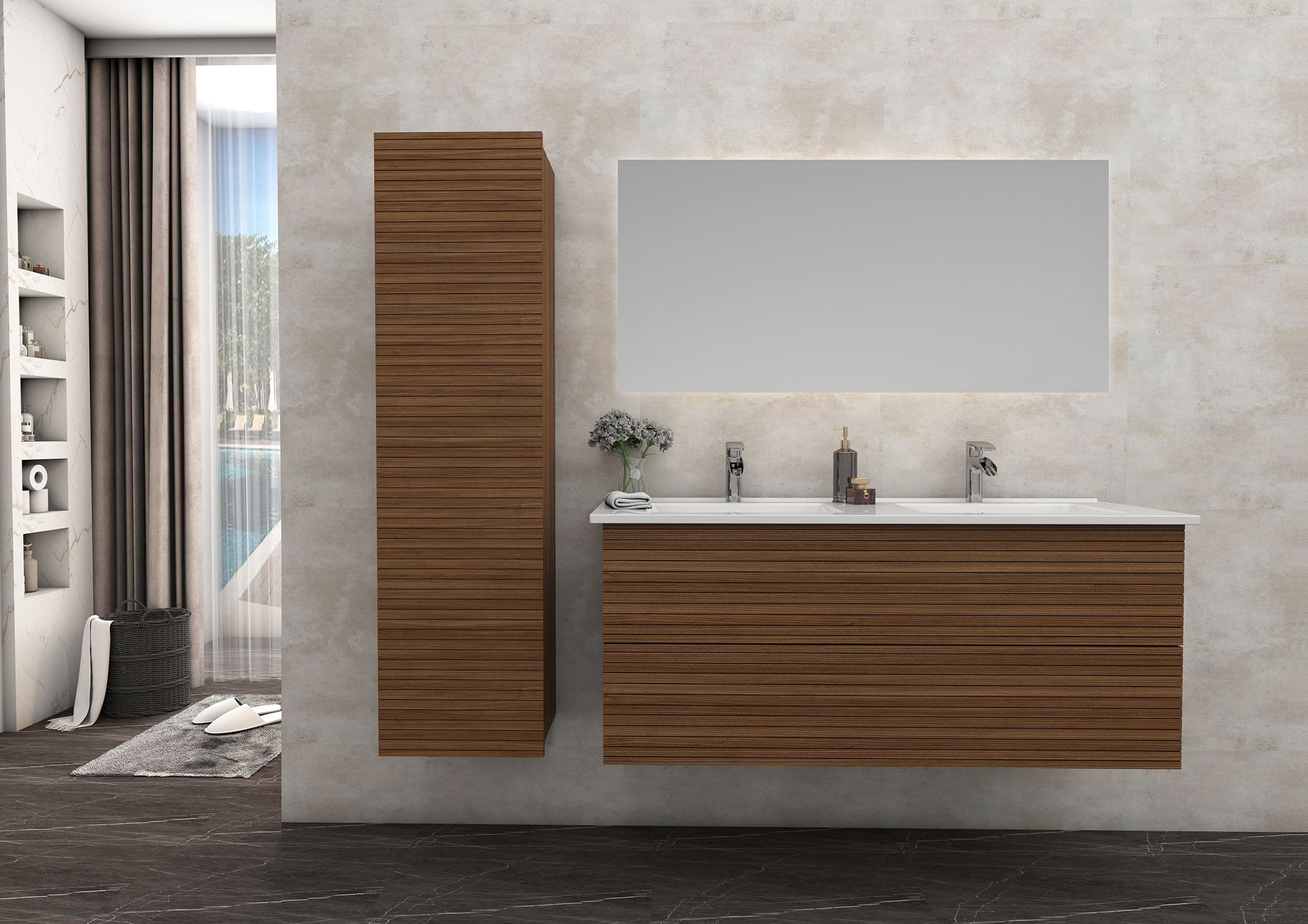 ELITE MEUBLE SOUS-PLAN AVEC RELIEF HORIZONTAL (120CM) - MARRON vue 1
