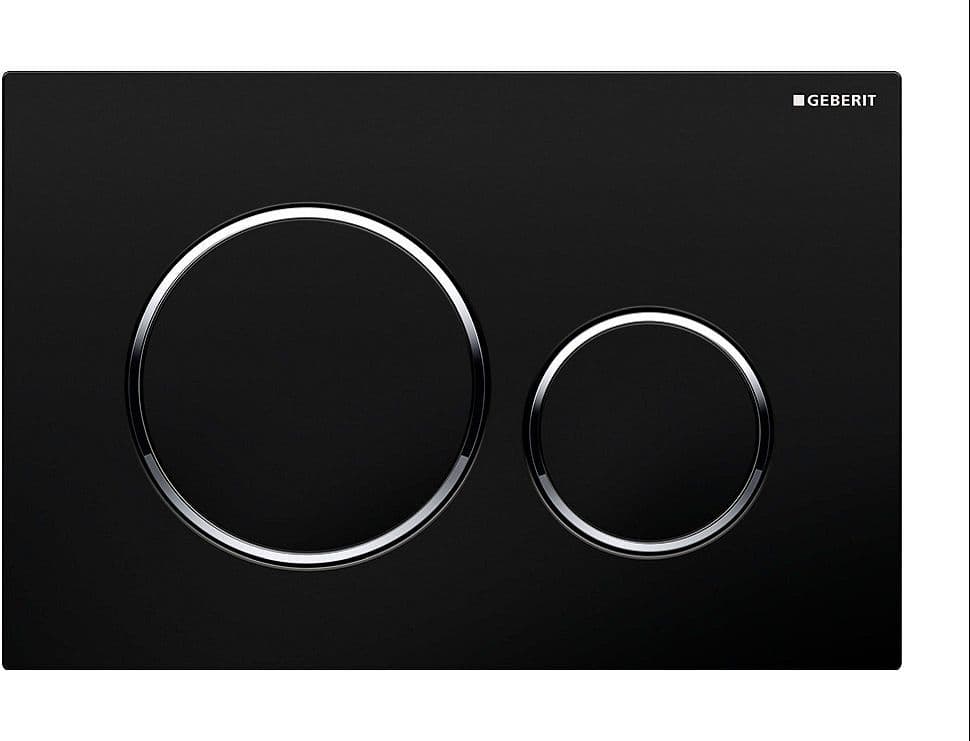 PLAQUE DE COMMANDE 2 TOUCHES SIGMA 20 GEBERIT NOIR BRILLANT-CHROME BRILLANT vue 1