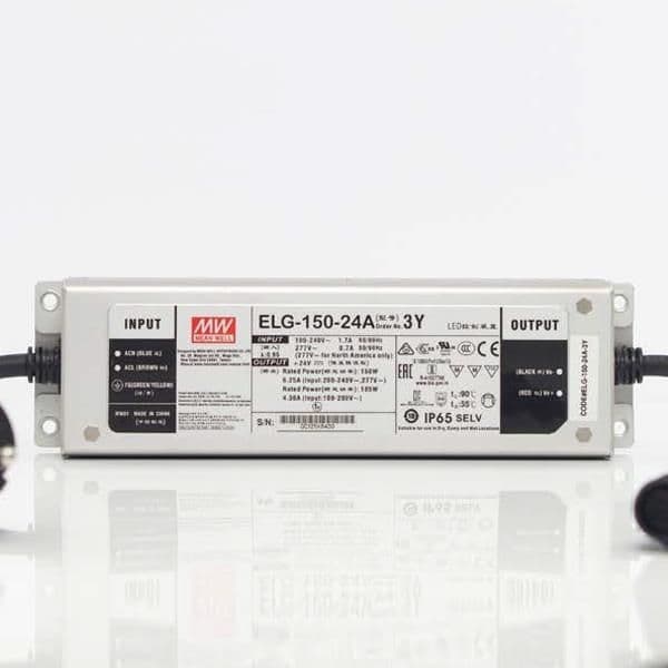 Adaptateur avec alimentation caoutchouc Verte , 24V, 150W, 3m, IP65 vue 1
