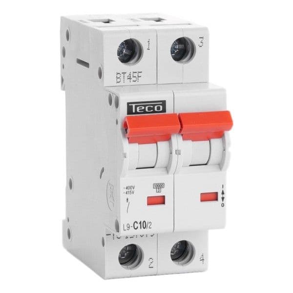Disjoncteur 2 pôles 10A 10kA courbe C vue 1