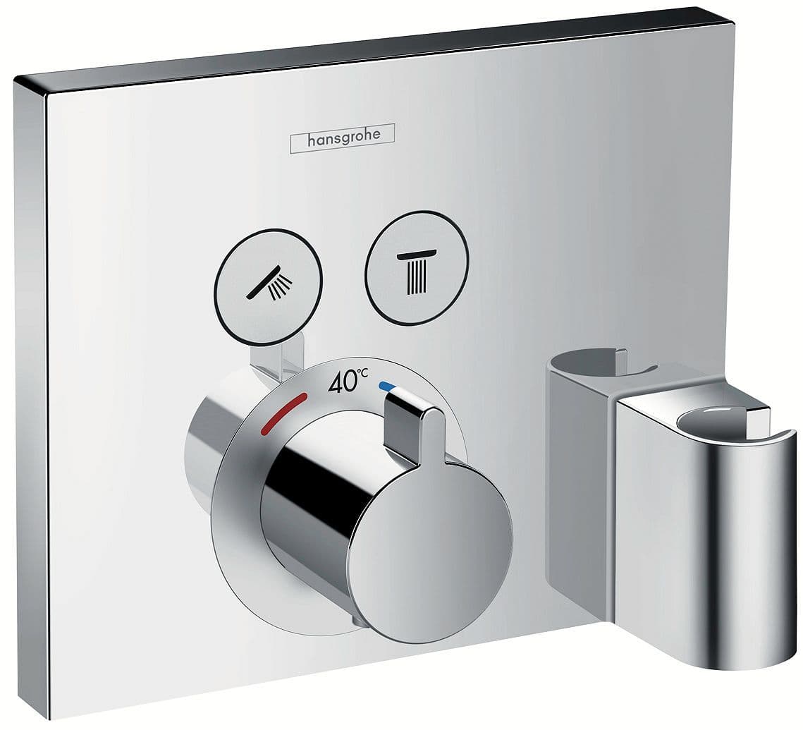 SET DE FINITION THERMOSTAT+2 VOIES FIX-FIT+PORTER AVEC COUDRE SELECT HANSGROHE CHROME vue 1