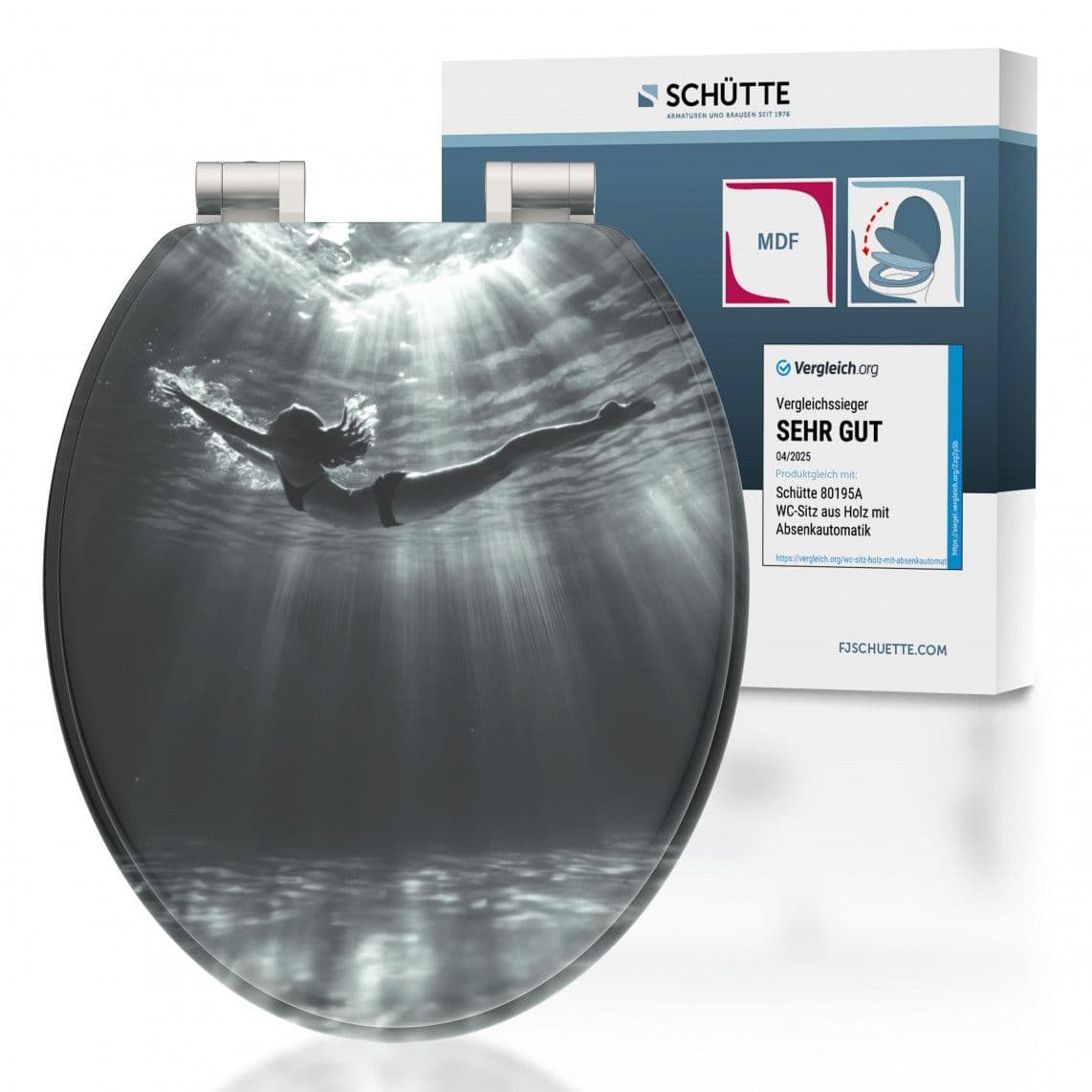 80135 Abattant WC en MDF DEEP DIVE, avec frein de chute vue 1