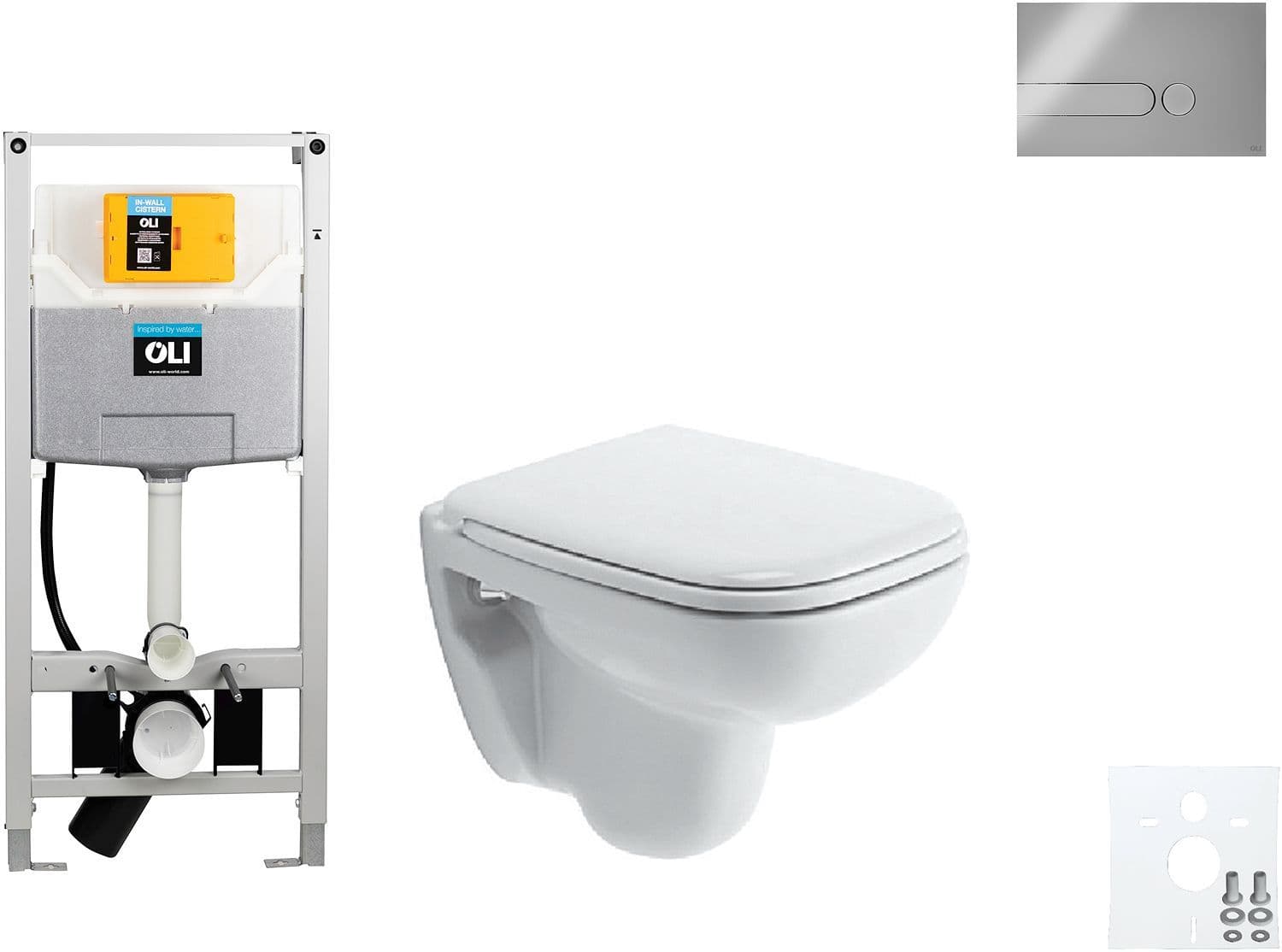 WALLFIX OLI WC SUSPENDU D-CODE COMPACT DURAVIT CODE IPLATE MAT CHROME vue 1