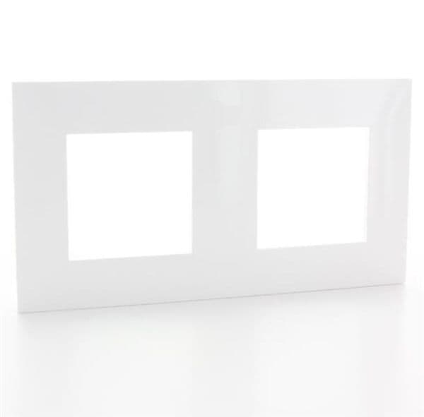 Valena plaque 2 postes horizontal - vertical entraxe 71mm Blanc Rose en Or vue 1