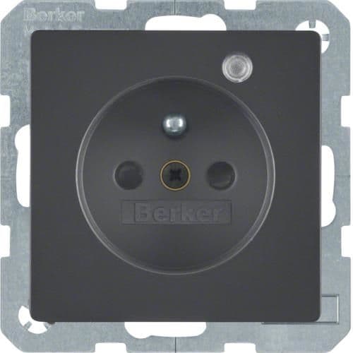 Prise de courant avec Led de contrôle Berker Q.1 / Q.3 Anthracite, Velours vue 1