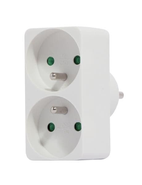Fiche domino 2 x 10 / 16A Blanc vue 1