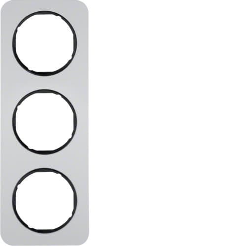 Plaque de recouvrement 3 postes Berker R.1 Alu / Noir vue 1