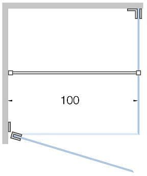 PORTE PIVOTANTE+PAROI LATERAL ANGLE CLOSE <100CM H 200CM INOX-CLAIR vue 1