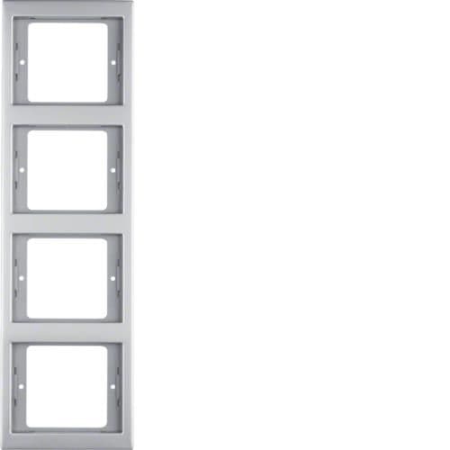 Plaque de recouvrement 4 postes pour montage vertical Berker K.5 Inox vue 1