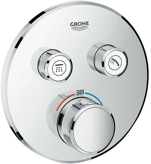 SET DE FINITION THERMOSTAT+ 2 ROBINETS D'ARRET SMARTCONTROL GROHE RONDE CHROME vue 1
