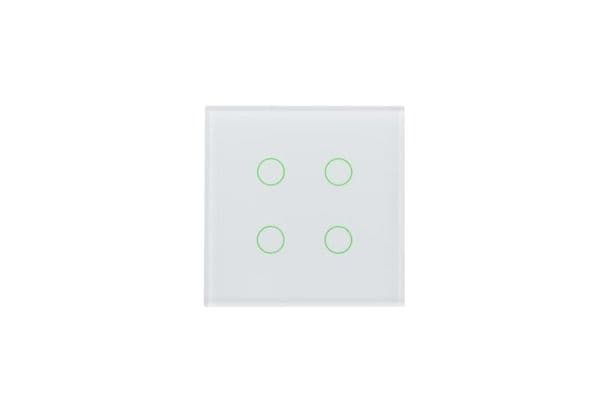 Interrupteur intelligent verre Blanc, 4 boutons RGB vue 1