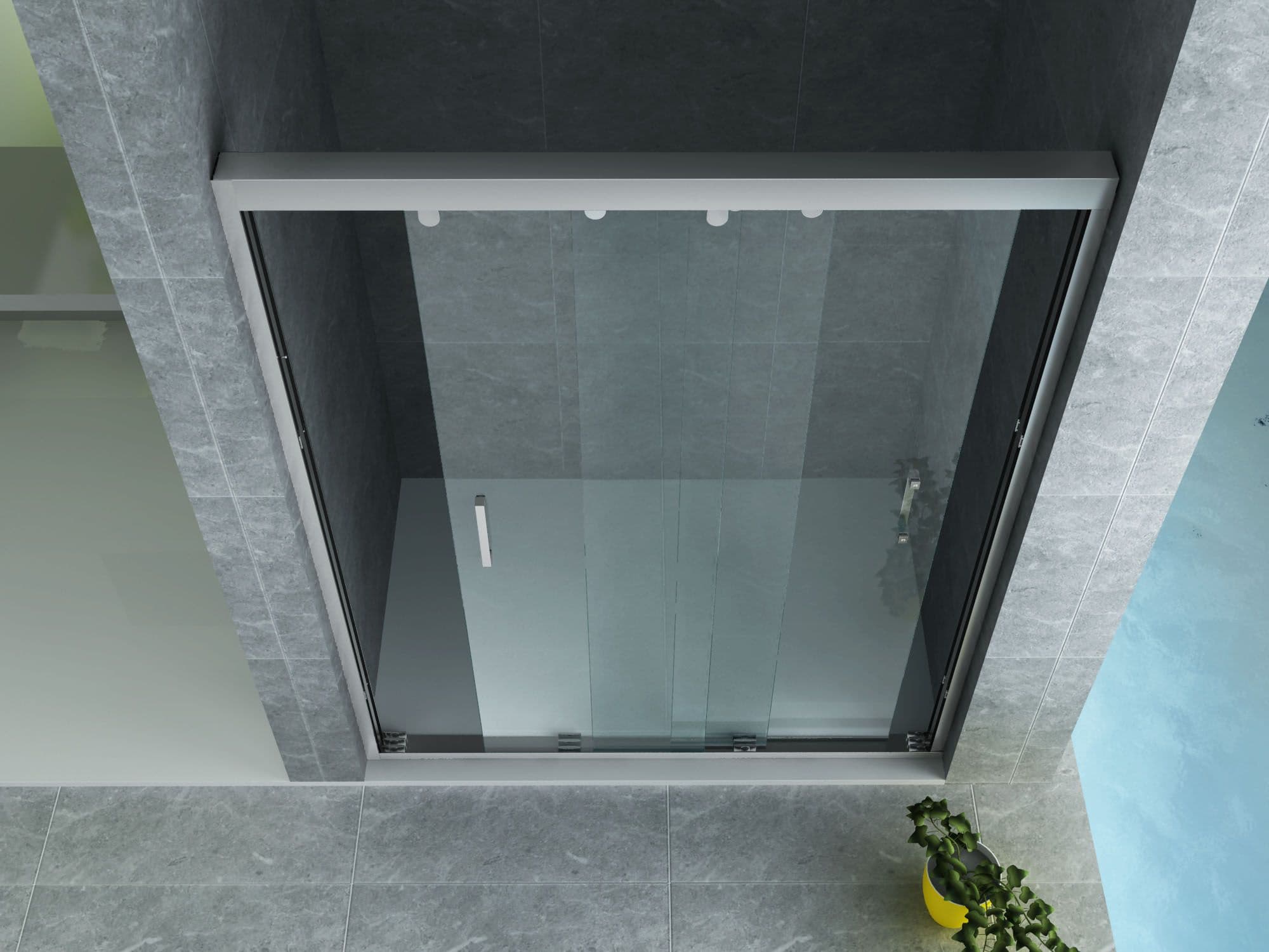 ALONI PORTE COULISSANTE POUR NICHE – 3 PARTIES - 900X2000MM - CHROME-VERRE CLAIR vue 1