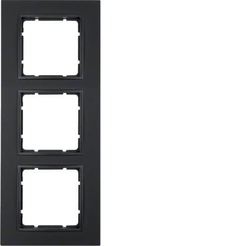 Plaque de recouvrement 3 postes Berker b7. Anthracite, mat vue 1
