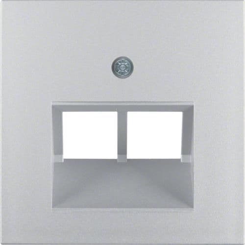 Enjoliveur pour prise informatique double Berker S.1 / B.3 / B.7 Alu, mat vue 1