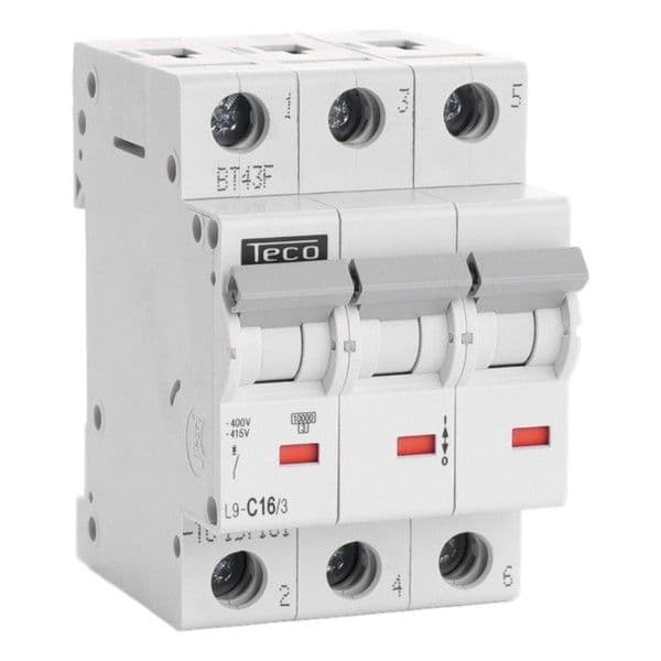 Disjoncteur 3 pôles 16A 10kA courbe C vue 1