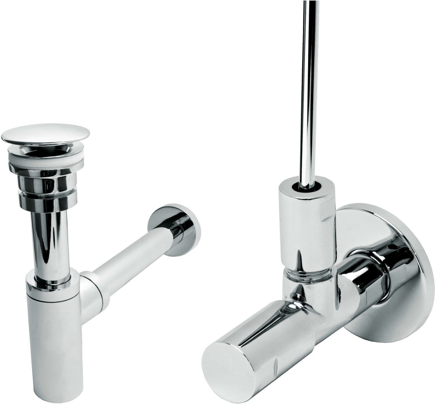 SET RACCORDEMENT LAVE-MAINS CHROME ROND + TROP-PLEIN vue 1