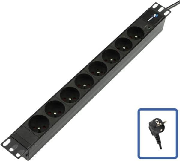 Bloc multiprises 19" - 8 prises - 1U - avec témoin Led vue 1