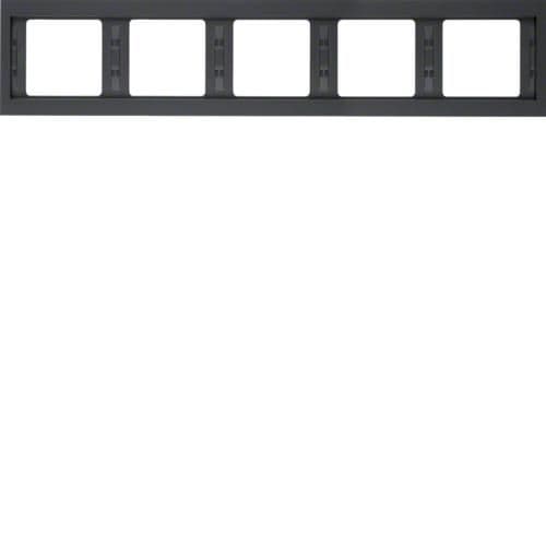 Plaque de recouvrement 5 postes pour montage horizontal Berker K.1 Anthracite, mat vue 1