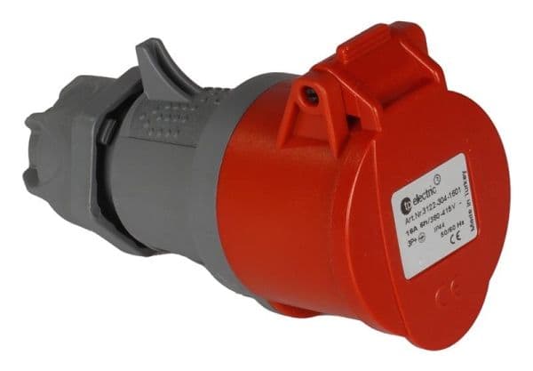 Fiche CEE femelle 4 x 16A 380 - 415Vac Rouge IP44 avec raccords à visser vue 1
