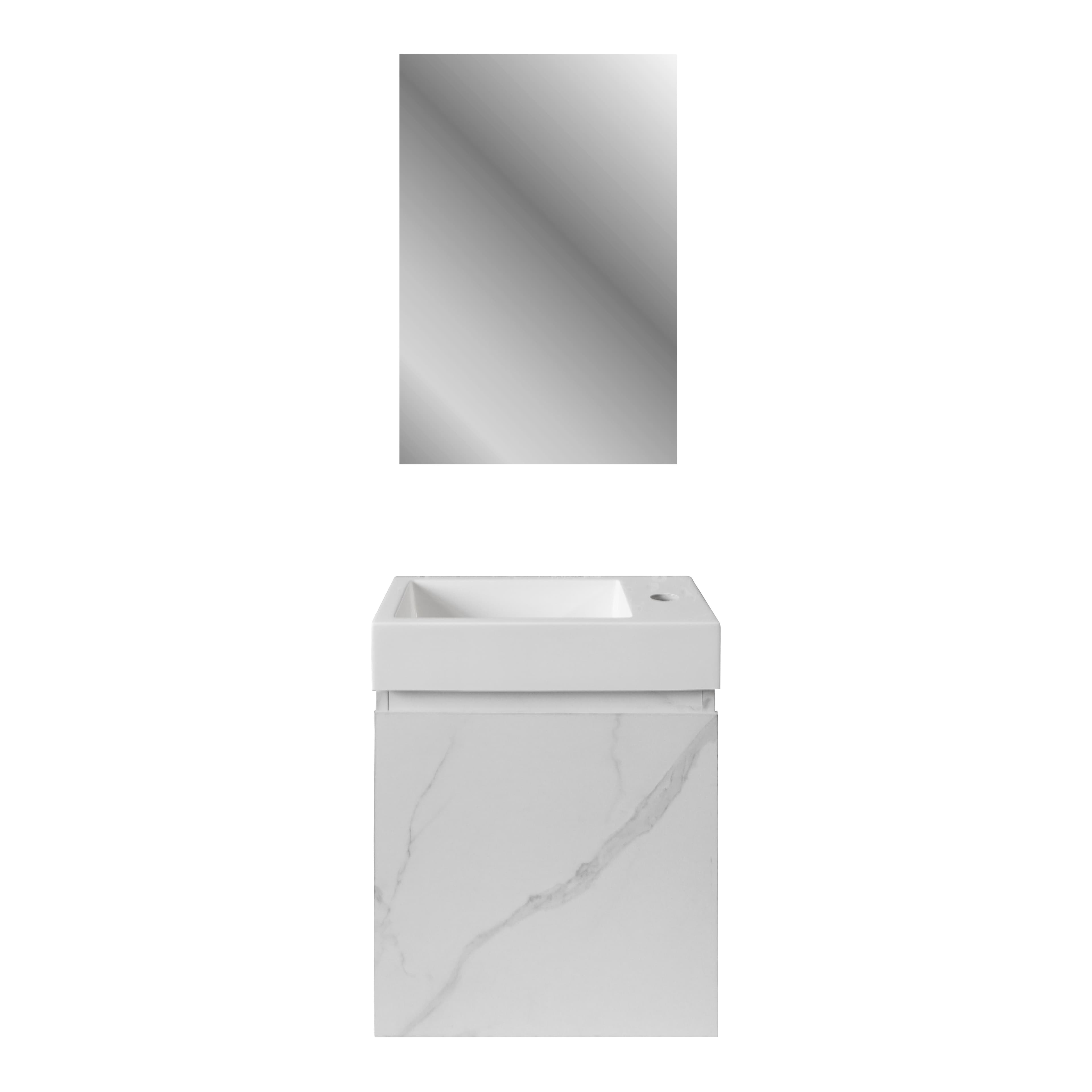 ALONI MKADO MIROIR DE TOILETTE - AVEC CADRE - 40X60X1,9 CM - MARBRE BLANC vue 1