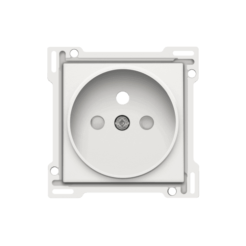 Set de finition pour prise de courant avec broche de terre et obturateurs de protection, profondeur d’encastrement de 21 mm, couleur white coated vue 1