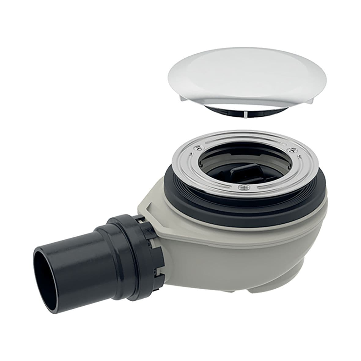 GEBERIT SIPHON DE RECEVEUR DE DOUCHE – AVEC CACHE – D90 MM – ÉVACUATION 50 MM – CHROMÉ vue 1