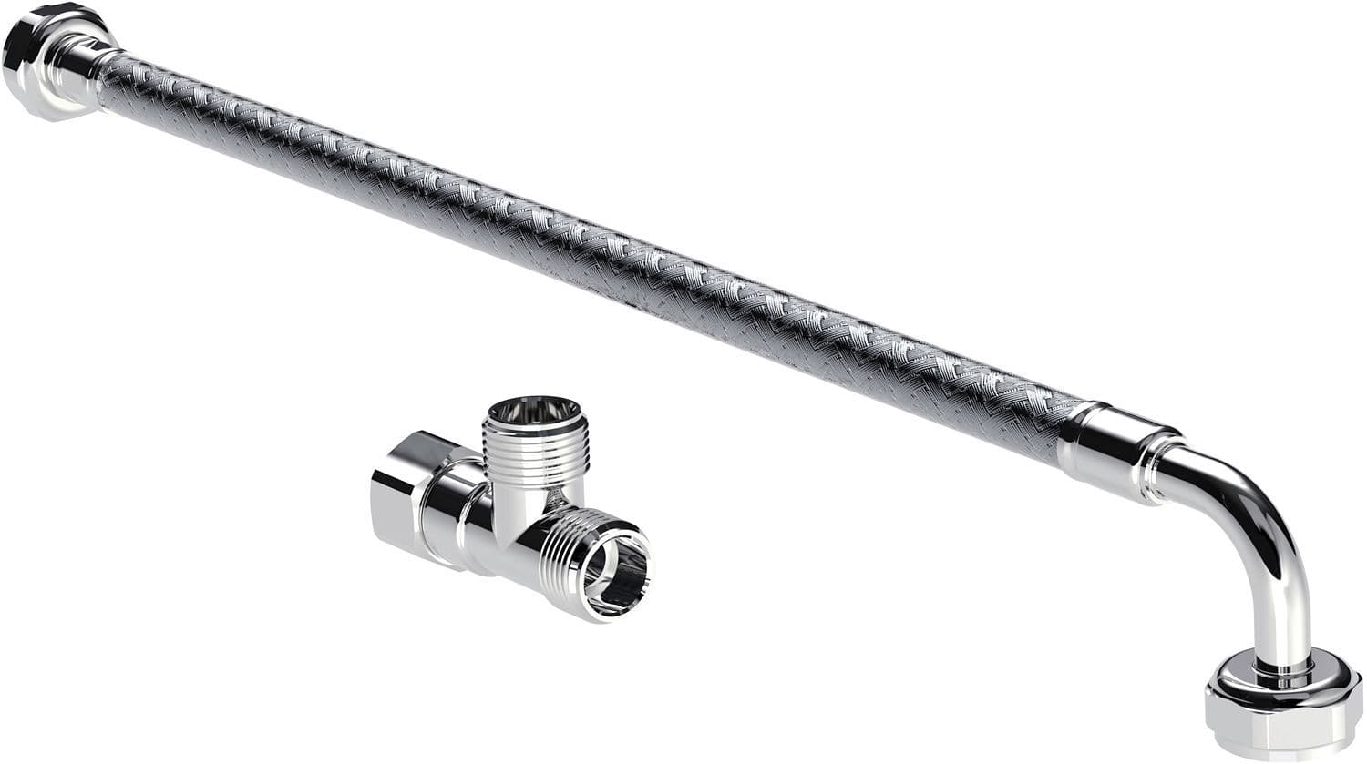FLEXIBLE DE RACCORD + COUDE HANSA 3/8 CHROME vue 1