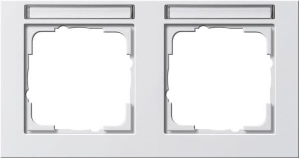 Cadre de finition Gira E2 avec zone d'inscription Blanc satiné vue 1