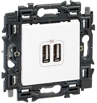 Valena prise Usb double type A appareil complet Blanc à griffes vue 1
