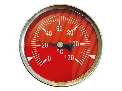 Thermomètre rouge 0 - 120°C diamètre 80mm vue 1