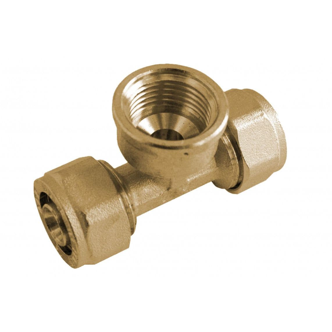 988912155 LT pièce en T, vierge, 16 mm x 1/2" F x 16 mm, raccord à serrer pour tube multicouche vue 1