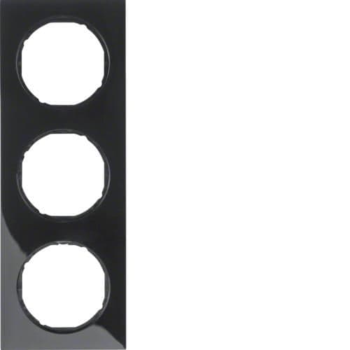 Plaque de recouvrement 3 postes Berker R.3 Noir, brillant vue 1
