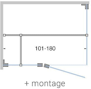 PORTE PIVOTANTE AVEC PARTI FIX+ PAROI LATERALE CLOSE JUSQU'A 180CM H200CM TIMELESS-CHROME+ MONTAGE vue 1
