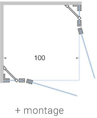 PORTE PIVOTANTE AVEC PARTI FIX ACCES D'ANGLE CLOSE JUSQU'A 100CM H200CM TIMELESS-BLANC MAT+ MONTAGE vue 1