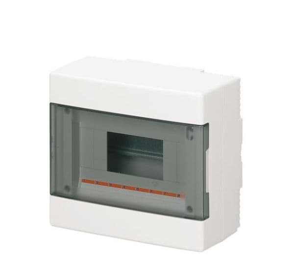 Coffret apparent 8 modules Blanc IP40 avec porte transparente dimensions 200 x 180 x 100mm vue 1