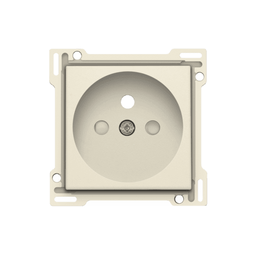 Set de finition pour prise de courant avec broche de terre et obturateurs de protection, profondeur d’encastrement de 28,5 mm, couleur cream vue 1