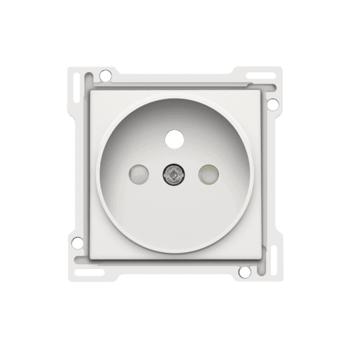 Set de finition pour prise de courant avec broche de terre et obturateurs de protection, profondeur d’encastrement de 21 mm, couleur white vue 1