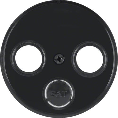 Enjoliveur pour prise coaxiale 2 et 3 trous Berker R.1 / R.3 / R.Classic Noir, brillant vue 1
